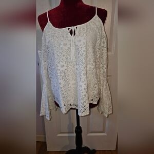 Hollister Medium Cold Shoulder Lace Bell Sleeve Shirt